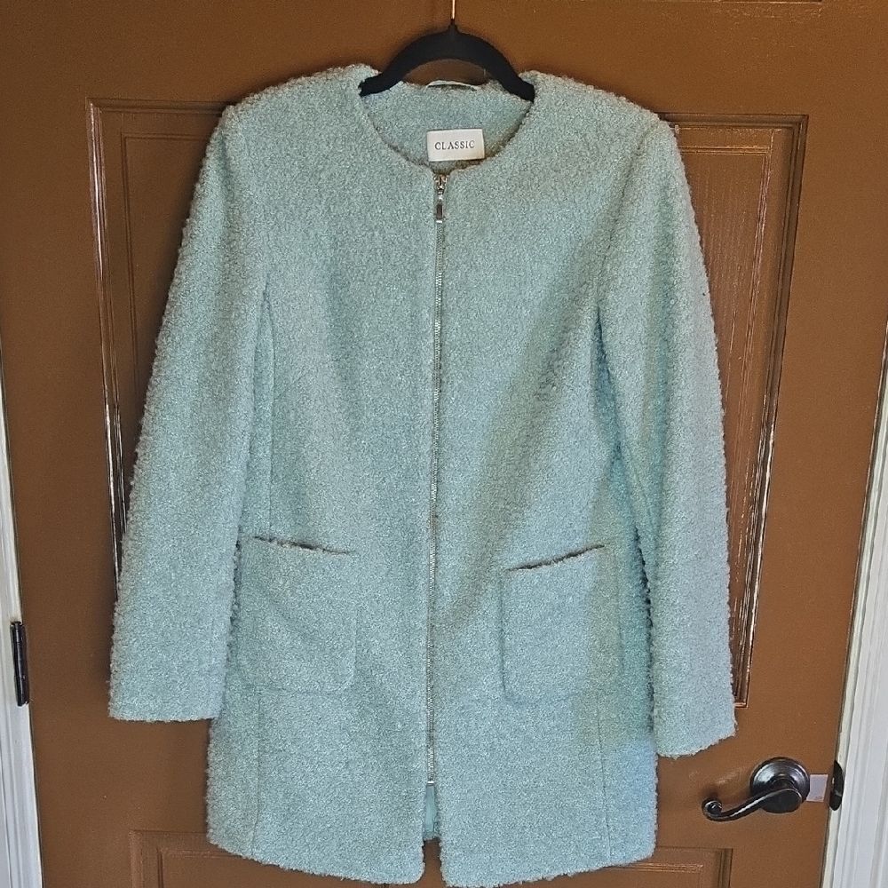 Classic-Wool blend mint colored zip up front jkt Sz 4.